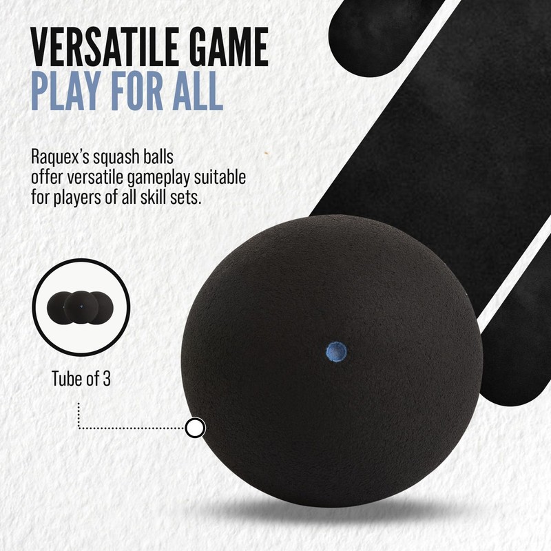 Raquex Squash Balls - Tube of 3. 4 x Speed
