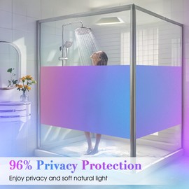 Coavas Stained Glass Window Privacy Film Rainbow Frosted Decorative Static Clings, Opaque Iridescent Prism Window Decals, Sun Blocking Anti-Glare Door Coverings(35.4 x 78.7 Inch, Colorful)