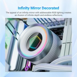 ID-COOLING FX240 INF White 240mm Liquid CPU Cooler, AIO Cooler ARGB Infinity Mirror Effect, 2x120mm Daisy-Chained Fans Low-Noise Operating 27.2dB(A) Max., Intel LGA1851/1700/1200/115X; AMD AM5/AM4