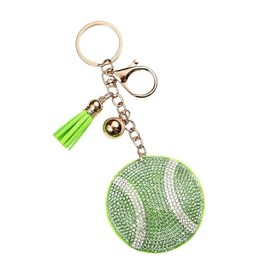 Rhinestone Baseball Keychain for Women and Men,Bling Sport Ball Keyring Keychains (Tennis Keyring)