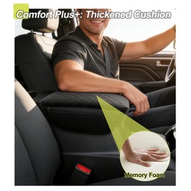 SDPVorn Armrest Cover for Chevy Colorado GMC Canyon 2023 2024 2025 2026 Center Console Pad Accessories Arm Rest Lid with Pockets, Black Faux Leather