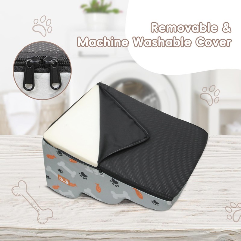 Dog Stairs Ramp for Small Dogs, 3-Step Dog Steps for