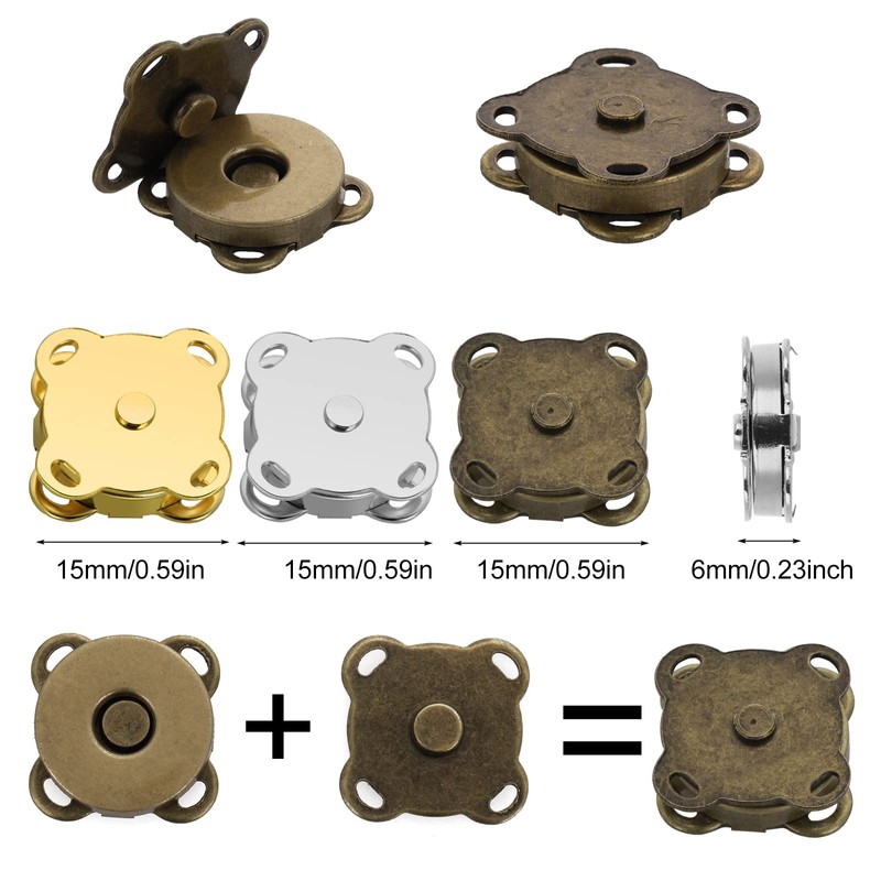 12 Sets Magnetic Buttons Button Magnets Clasps Bag Closures Fastener