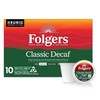 Folgers Classic Decaf Coffee, Keurig K-Cup Pods, 10 Count Box