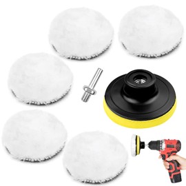 Newpop 7 Pieces Polishing Attachment Cordless Screwdriver Set, 80 mm Polishing Disc Drill Polishing Pad, Polishing Attachment Drill Car, Wool Polishing Plate with M10 Drill Adapter for Car Polishing Car