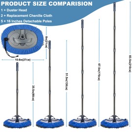 Max 83'' Wall Mop, Wall Cleaner with Long Handle, Ceiling Dust Mop with 15° Labor-Saving Elbow Extension Pole, Baseboard Duster Washer Scrubber, High Reach Window Cleaning Brush, Roof Cleaning Tool