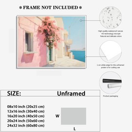 Heltrappe Coastal Town Canvas Print Retro Pink Wall Artwork Aesthetic Posters for Home Decor Living Bedroom Room Wall Decor Unframed12x16inch
