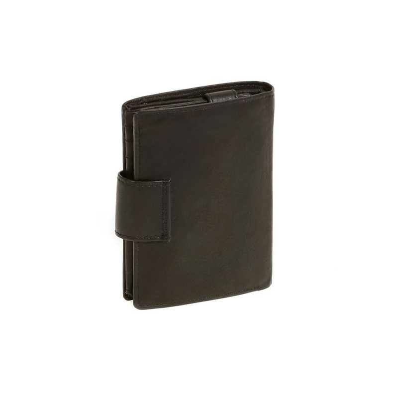 Wallet with outside lock LEAS, Genuine Leather, black - ''LEAS