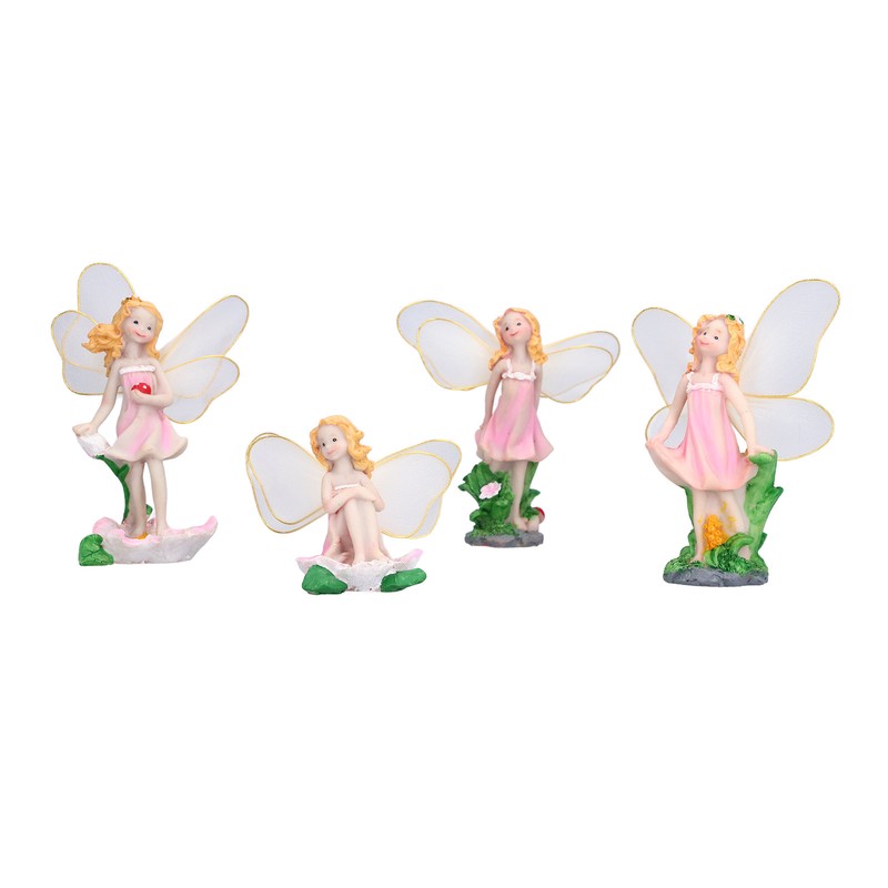 4Pcs Flower Fairies Figurines Statue Garden Home Ornament Resin Model