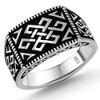 Solid 925 Sterling Silver Special Anatolian Motif Luxury Turkish Men's