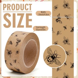 FYSUIMU 55 Yard Kraft Paper Packing Tape Honey Bee Brown Gift Wrapping Tape Waterproof Shipping Tape for Small Business DIY Crafts Box Carton Decor