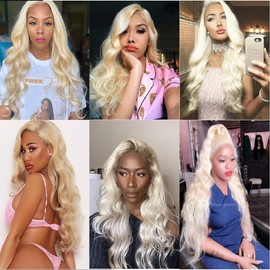 Creuost Lace Front Wig Human Hair 4x1 HD Transparent 150% Density 613 Lace Front Wig Human Hair 613 Wig Body Wave Blonde Wig Human Hair Pre Plucked for Women 613 HD Lace Frontal Wig 24 Inch