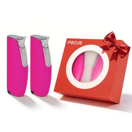 2 Pack Torch Lighter Butane Lighter,Refillable Mini Lighter for Candles Fireworks,Gifts for Friends Or Family Members(NO PREFILLED) (Pink)