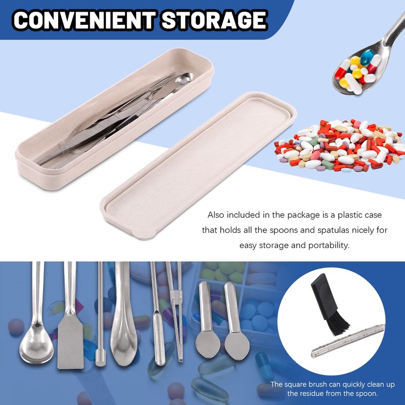 Glarks 14Pcs Capsule Filling Micro Lab Spoon Kits Sampling Spoon