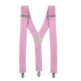 Golden Beads ADJUSTABLE BRACES MENS WOMENS UNISEX TROUSER ELASTIC Y-BACK SUSPENDERS CLIPON (Pink)