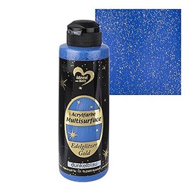 Ideen mit Herz Acrylic Paint Multisurface Fine Glitter Universal Water-based Paint with Elegant Shimmering Gold Glitter 180 ml (Dark Blue)