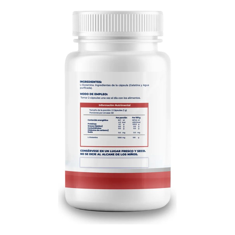 L- Glutamina - Aminoácido 1000 Mg Por Porción - 100