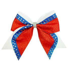 Back to School Bow Hair Clip Girls Glitter Hair Bow Cheer Bow 8 Inch Glitter Large Bow Hair Pin School Hair Accessory Performance Hair Bow TSFJ72 (Red)