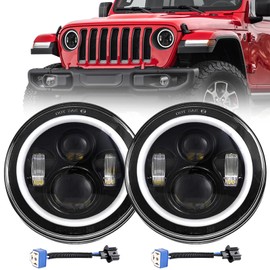 Faros LED redondos de 7 pulgadas, 120 W con repuesto DRL de haz alto/bajo para Jeep Wrangler JK LJ CJ para Hummer H1 H2, faros LED para faros ilimitados JKU Peterbilt Ford H6024