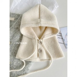 Women's Korean Button Cashmere Balaclava Hat - Full Coverage Winter Warm LF3623 Free Size/Gray 3ea