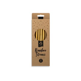 Gem Imports Biodegradable Re-Usable Bamboo Drinking Straws - Pack of 4, (PAR4393GIMP)