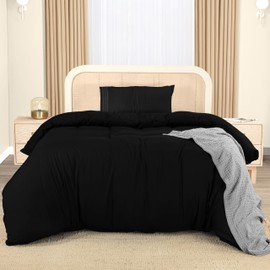 Utopia Bedding Duvet Cover - Single Duvet Cover Set with Embroidered Pillowcase - Soft Microfibre Polyester Bedding (Black)