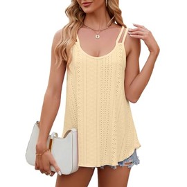 Lightning+Deals of Today Prime 2025 Womens Tank Tops Eyelet Embroidery Sleeveless Camisole Summer Clothes Scoop Neck Flowy Shirts Recent Orders