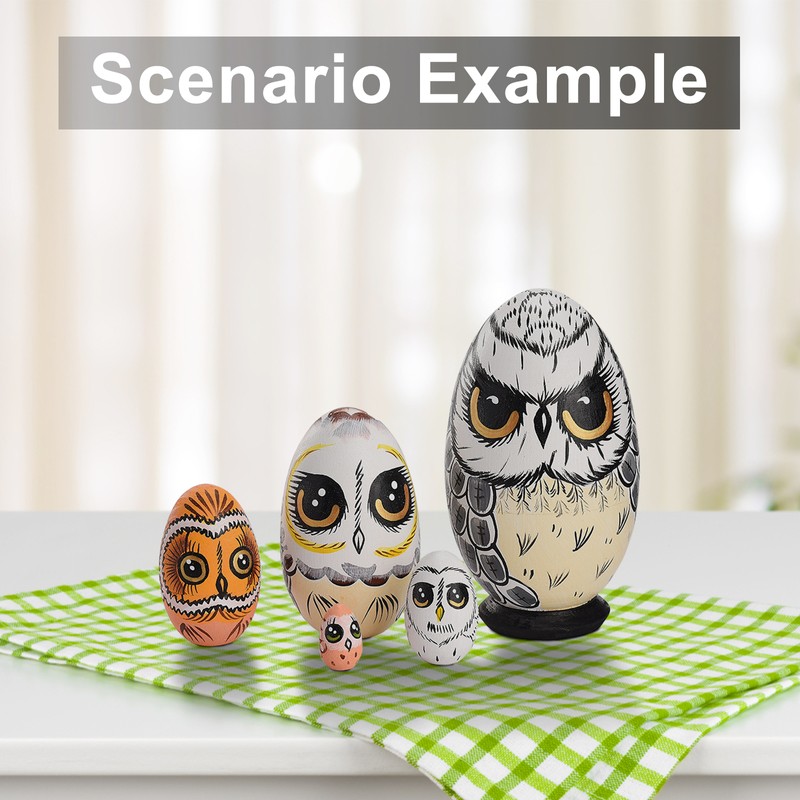 5PCS Owl Nesting Egg Cute Owl Animal Nesting Dolls Wooden