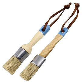 7Penn Chalk and Wax Paint Brush - 2pc Flat and Round Paint Brushes 1in Craft Paint Brushes for Furniture or Home Decor