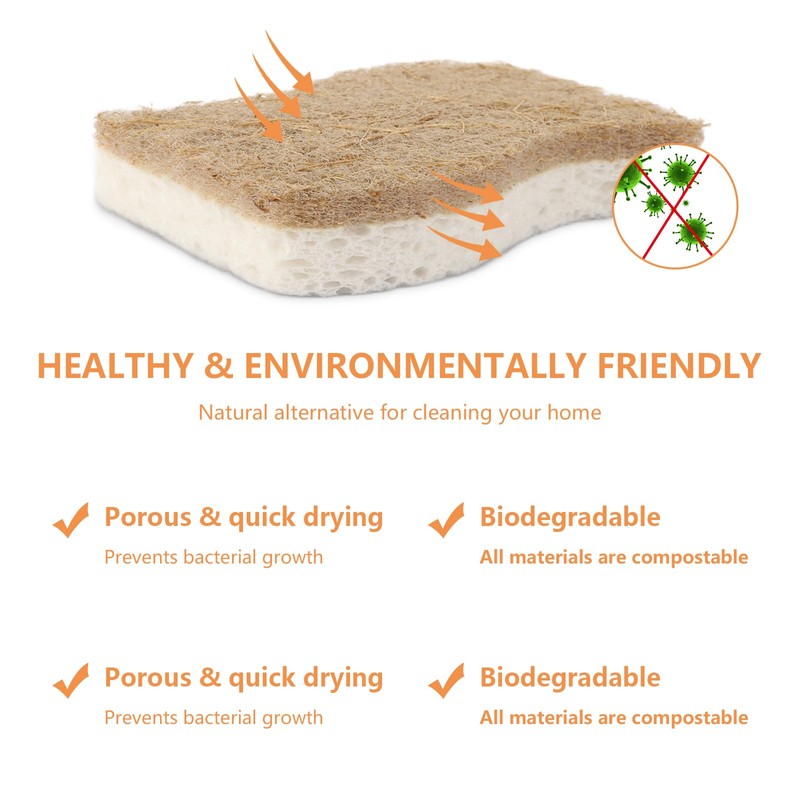 FWEEK Pack of 12 Washing Up Sponge, Sustainable, Natural Reusable