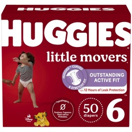 Huggies Little Movers Size 6 Diapers 50 Count Leak Free Soft Dry Touch