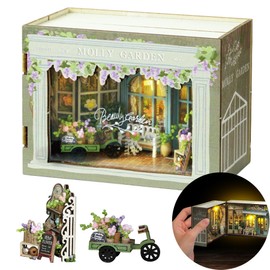 DIY Miniature House Kit, DIY Dollhouse Kit for Adults to Build, Mini House Kit with LED, Mayberry Street Miniatures, Ideal Gifts for Birthday,Christmas(Molly Garden)