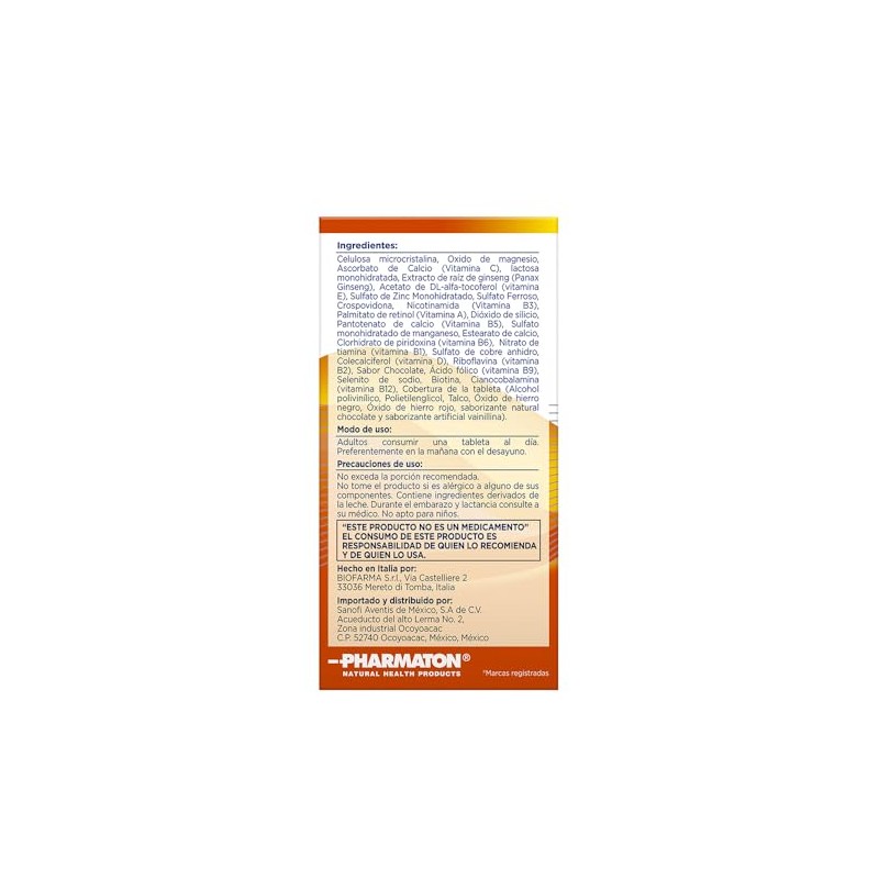 Pharmaton Complete suplemento alimenticio, Gingsen G115+ vitaminas, 30tabs