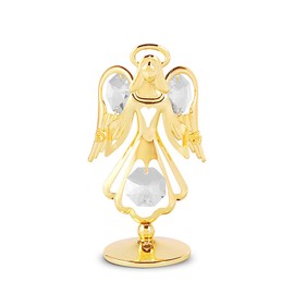 Crystocraft - Figura de ángel con tachuelas de vidrio austriaco, regalo para mostrar amor, gratitud, amistad y oración (dorado)