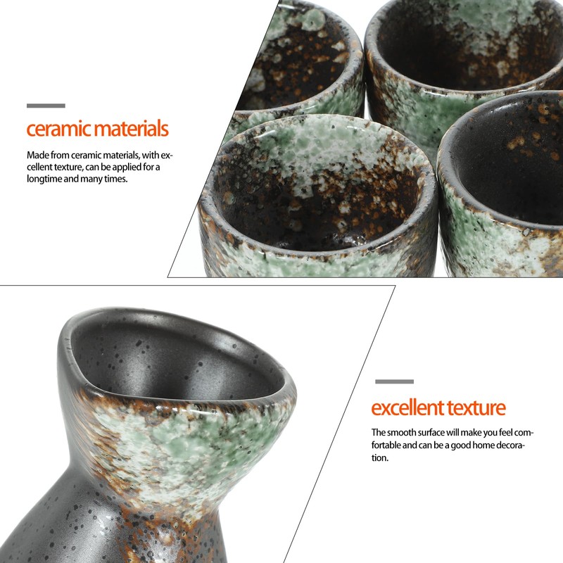 Luxshiny Japanese Ceramic Sake Set: 1 Sake Bottle 4 Sake