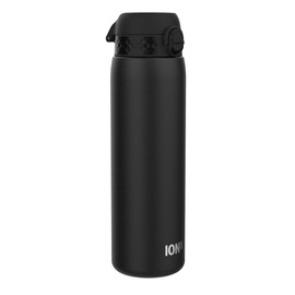 Ion8 Leak-Proof 1 Litre Water Bottle, Stainless Steel, Black, 1200 ml