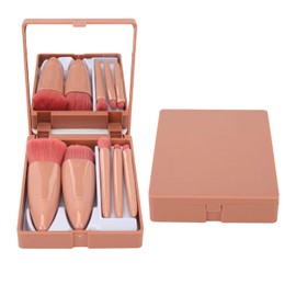 Juego de Brochas de Maquillaje con Espejo y Almacenamiento, Kit Compacto para Viajes, Incluye Pinceles para Ojos y Corrector