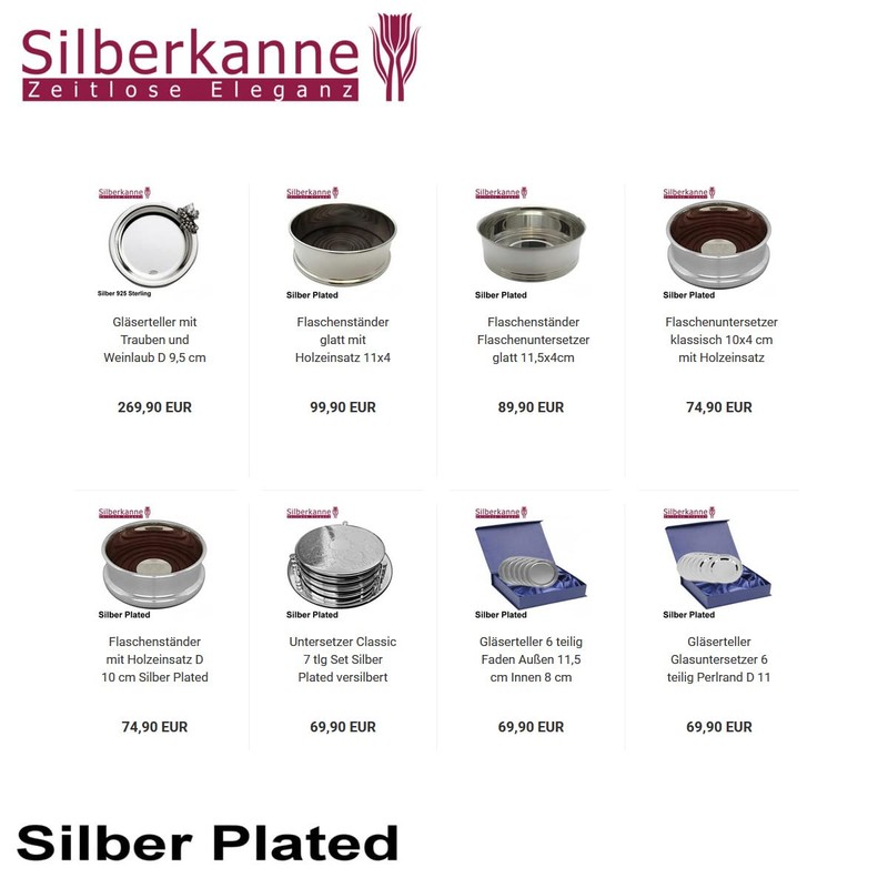 SILBERKANNE Bottle Coaster Bottle Plate Diameter 15 cm Premium Silver