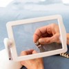 Elderly table magnifying glass 180 degree rotating magnifying glass for seniors white