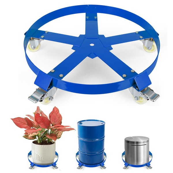 55-Gallon Drum Dolly, Heavy-Duty Steel Dolly with Cross Braces &
