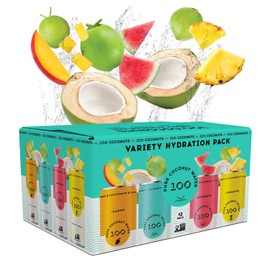 100 Coconuts 11 fl oz, Pack of 12 (Variety Pack, Pure, Mango, Watermelon, Pineapple)