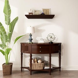 JOLLYMER Pine Wood Wall Mounted Floating Shelf with Gun Storage, Espresso Finish