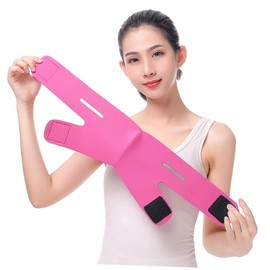 Baluue 2pcs Face Lifting Mask v Face Chin Strap for Thin Masseter Muscle Support Black Rosy Design for Firm Skin and Snoring Prevention for Slimming