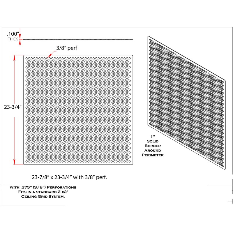 2'x2' White Plastic Perforated Tile with 3/8" Holes (3-Pack)