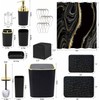 Bathroom Accessory Set with Shower Curtain and Rugs 23Pcs, Black