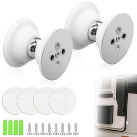 2Pcs Door Magnetic Catch, RV Door Latch Magnetic Door Holder Silicone Magnetic Door Stop, No Drilling Camper Door Latch Door Stopper for RV Motor Home Camper Boat Compartments, RV Accessories (White)