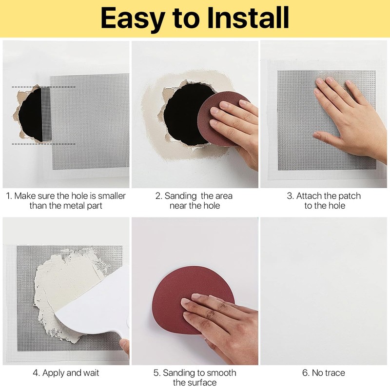 Boocalny 6 Pcs 12x12 Inch Drywall Repair Kit, Self-Adhesive Mesh