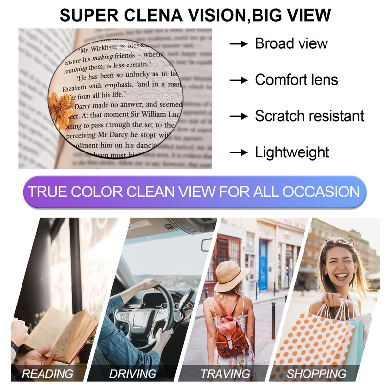 OCCI CHIARI High Power Reading Glasses Women Strongest Readers(Clear 5.0x)