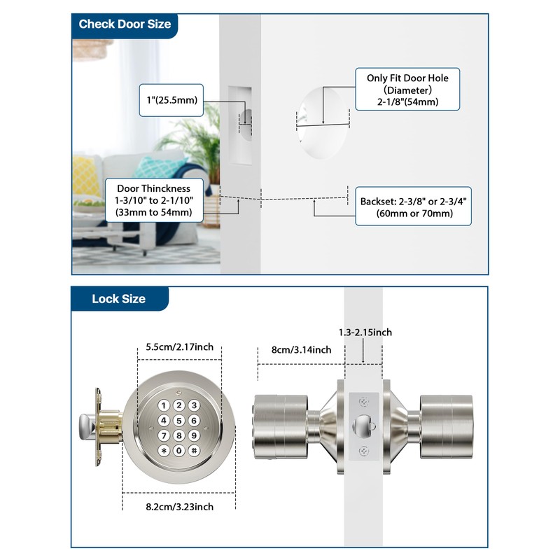 Keyless Entry Lock with Code, Digital Door Knob with Keypad