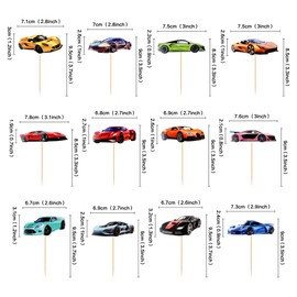 Racing Car Cupcake Toppers,24 PCS Racing Car Rider Theme Cupcake Decoration,Fighting Race Car Cupcake Picks Racing Car Cupcake Toppers for Baby Shower